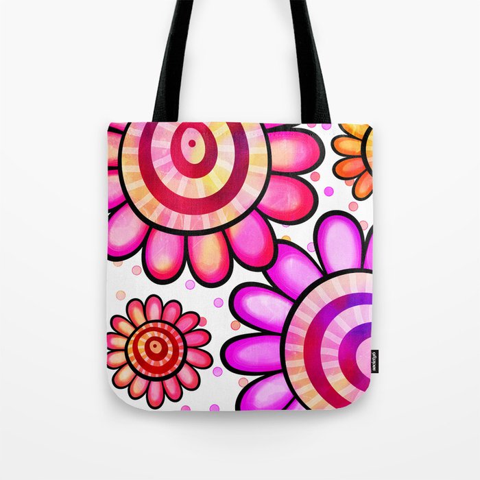 Watercolor Doodle Daisy Flower Pattern 08 Tote Bag
