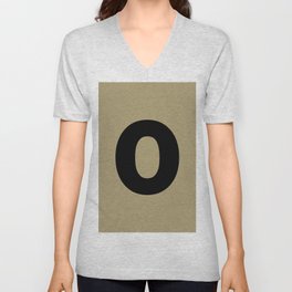 letter O (Black & Sand) V Neck T Shirt