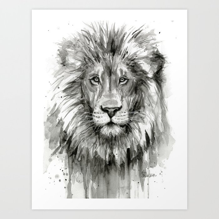 Lion Watercolor Art Print