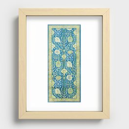 Antique Irish Donegal Carpet Blue And Green Ornate Vintage Rug Print Recessed Framed Print