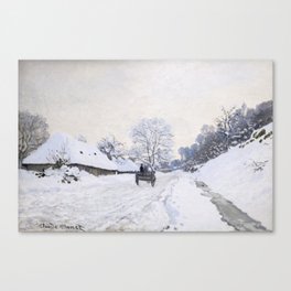 Claude Monet - Cart on the Snowy Road at Honfleur Canvas Print