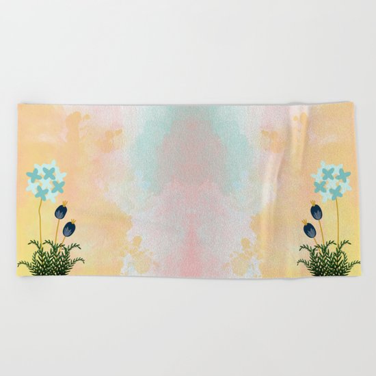 Acuarela Blue Flower 2 Beach Towel