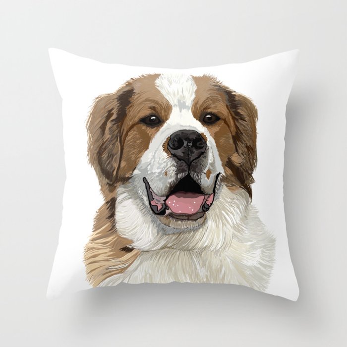 George the Saint Berner (Saint Bernard & Bernese Mountain Dog Cross) Throw Pillow