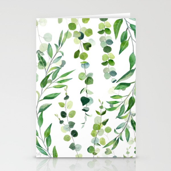 Nature Green Eucalyptus Leaves  Stationery Cards