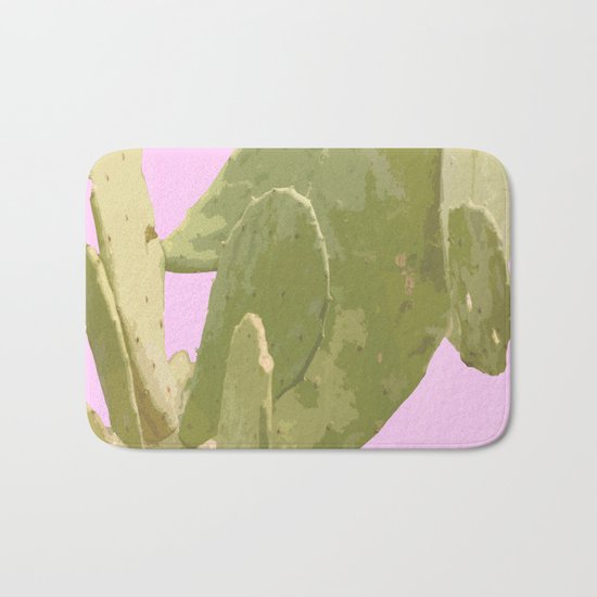 Green cactus on a pink background Bath Mat
