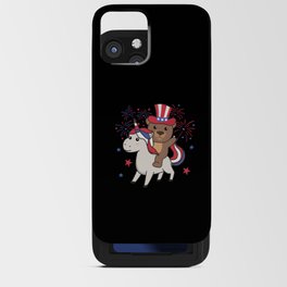 Bear With Unicorn For The Fourth Of July Fireworks iPhone Card Case