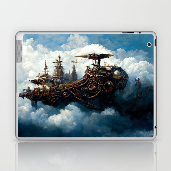 Steampunk flying ship Laptop & iPad Skin