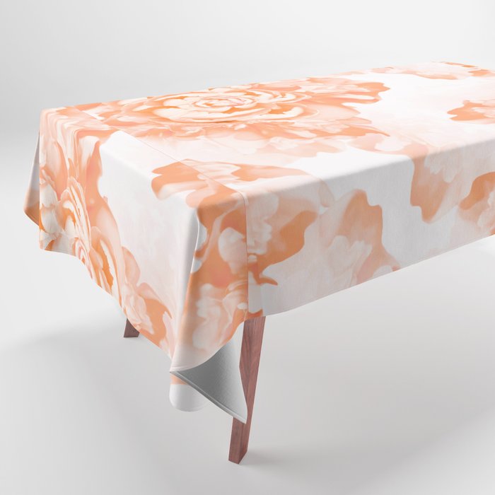 Living Coral Peony Flowers White Background #decor #society6 #buyart Tablecloth
