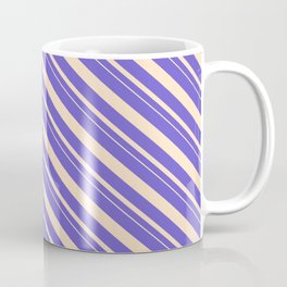 [ Thumbnail: Slate Blue and Bisque Colored Stripes Pattern Coffee Mug ]