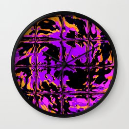 Spooky Purple Blackout Rave Glitch Tiles Wall Clock
