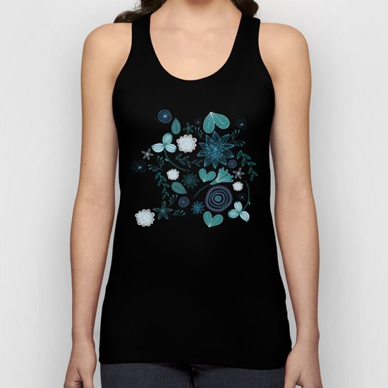 Teal Flowery Doodles Unisex Tank Top