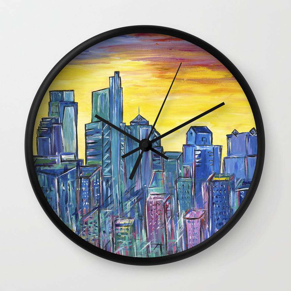 Philadelphia Skyline Wall Clock By Brittmiller Society6