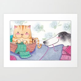 Kitty and a Friend Art Print
