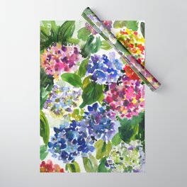 hydrangeas in green: watercolor flowers Wrapping Paper