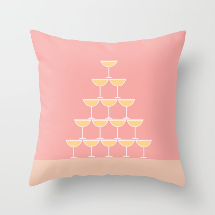 Pink Champagne Tower Throw Pillow