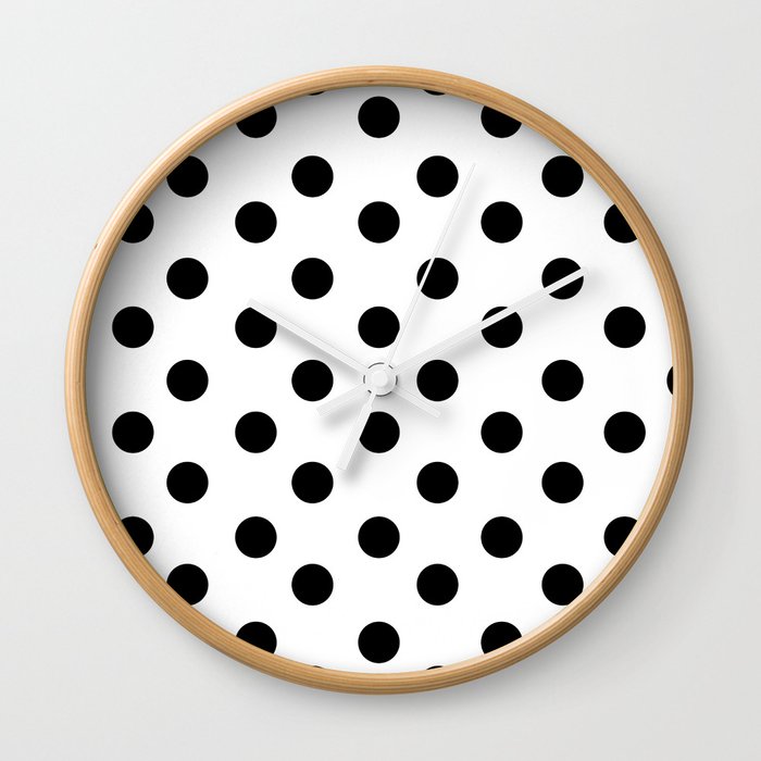 White Black Polka Dots Wall Clock By Saymmmkay Society6