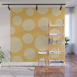 Mid Century Modern Simple Geometric Multi-coloured Dots Pattern - Yellow Wall Mural