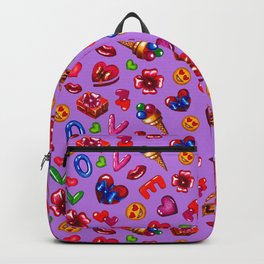 Pattern for valentines day on a purple background Backpack