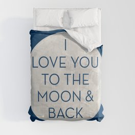 Love You to the Moon and Back - Navy Blue Comforter