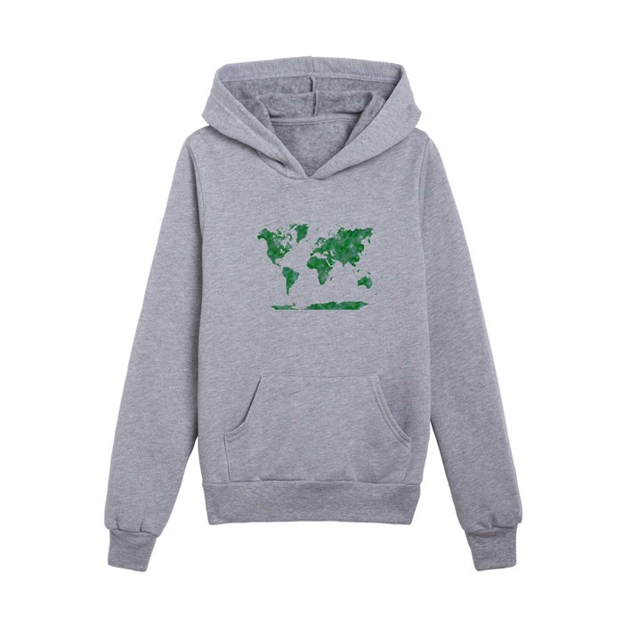 watercolor world map Kids Pullover Hoodie