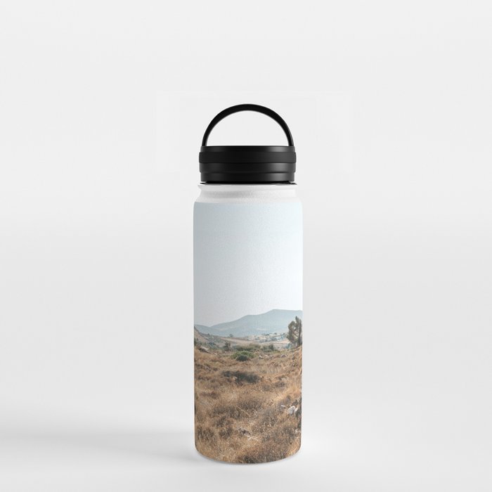 Greek Grass Field - Travel and Nature Photography on the Greece Island of Naxos Water Bottle