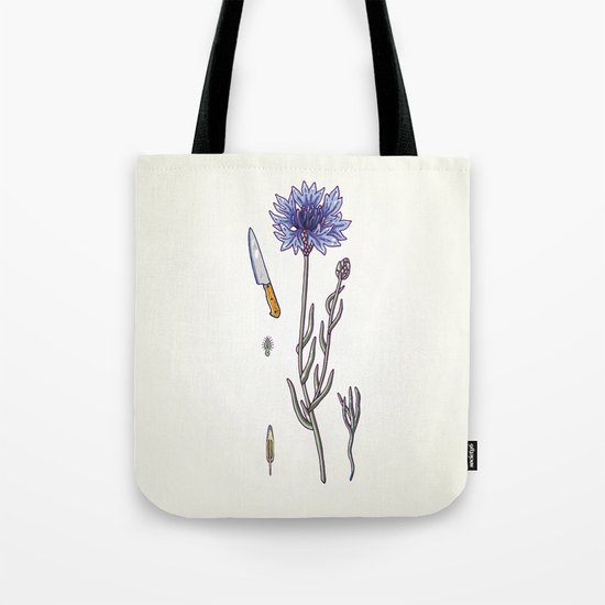 blue cornflower and knife Tote Bag