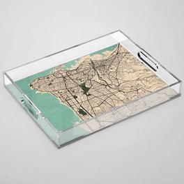 Beirut City Map of Levant, Lebanon, USA - Vintage Acrylic Tray