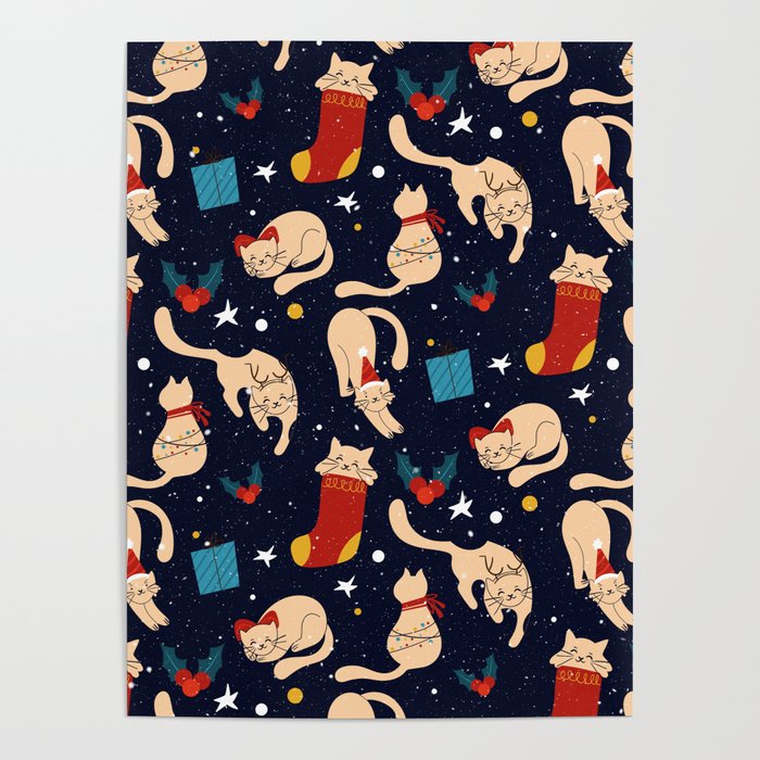 Cute Christmas Cats Poster