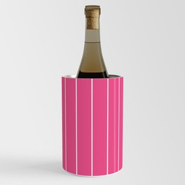 Simple White Stripes on Intense Pink Background Wine Chiller