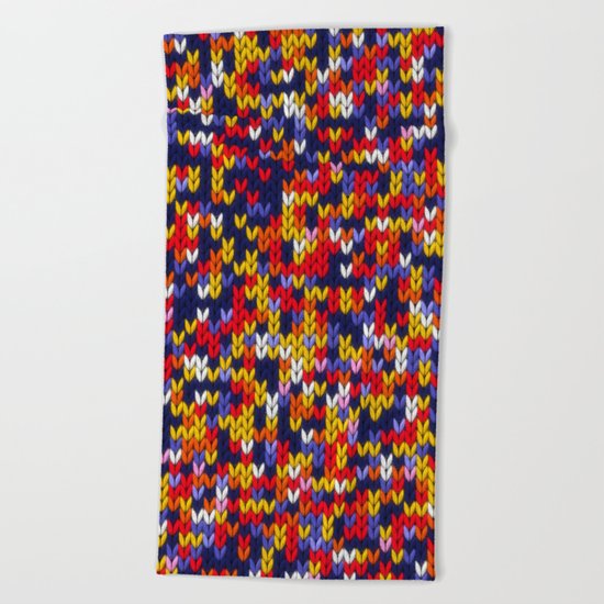 Knitted multicolor pattern 1 Beach Towel