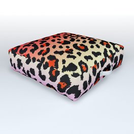 Red/Creme/Purple Cheetah Print Outdoor Floor Cushion