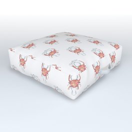 Crab in the bathroom painting watercolour Outdoor Floor Cushion