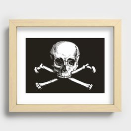 Skull and Crossbones | Jolly Roger | Pirate Flag | Black and White | Recessed Framed Print
