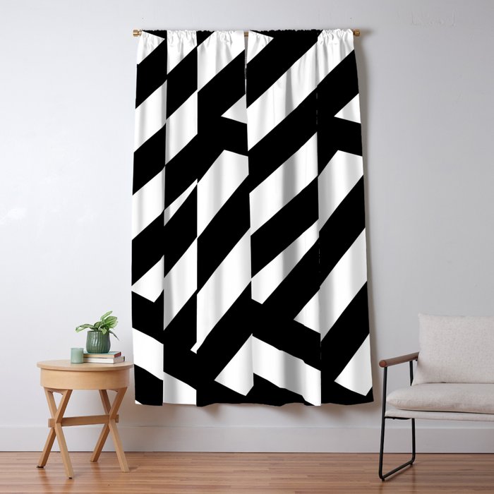 Black white illustration lines modern print Blackout Curtain by PalitraArt Society6