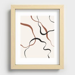 Abstract Boho Earthy Line Art Pattern Recessed Framed Print