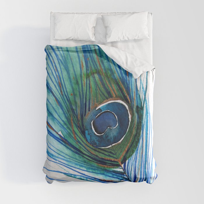 Peacock Feather I Duvet Cover