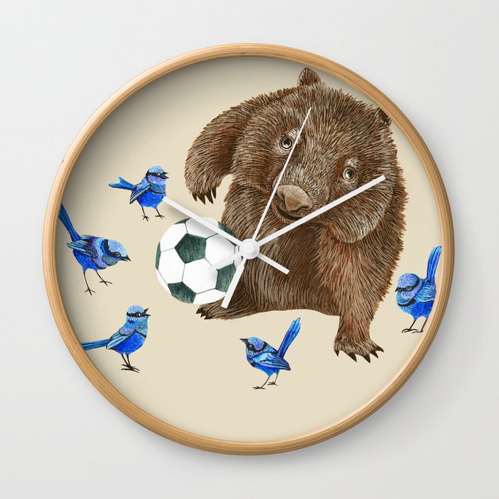 Blue wrens Wombat Football Wall Clock