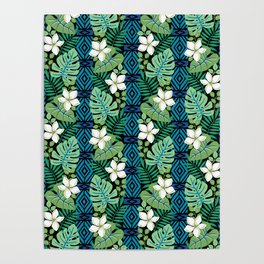Tropical White Flowers Poster