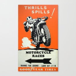 Vintage Racing Poster Motorcycle Races, Goodyear Tires - Vintage Poster Canvas Print