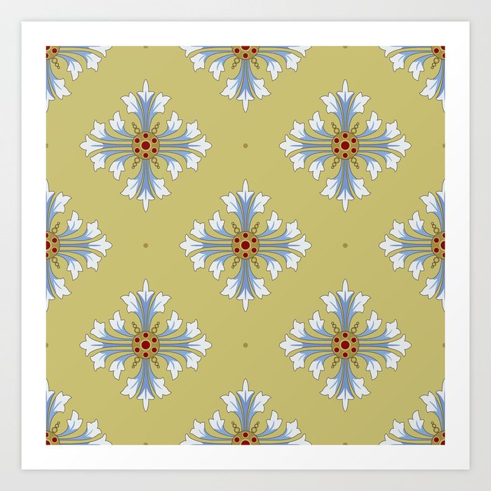 Seamless geometrical floral pattern with beautiful vintage mandalas.  Art Print