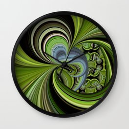 Bands Of Green Fractal Abstract Wall Clock