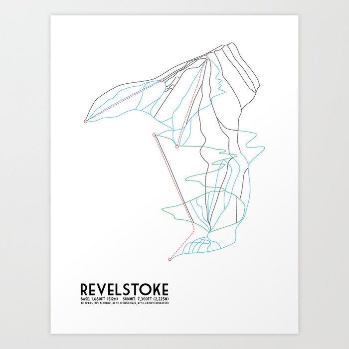 Revelstoke, BC, Canada - Minimalist Trail Map Kunstdrucke Revelstoke, BC, Canada - Minimalist Trail Map Kunstdrucke