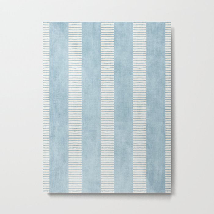 Modern Minimalist Light Blue Lines Hand Drawn Simple Art Metal Print