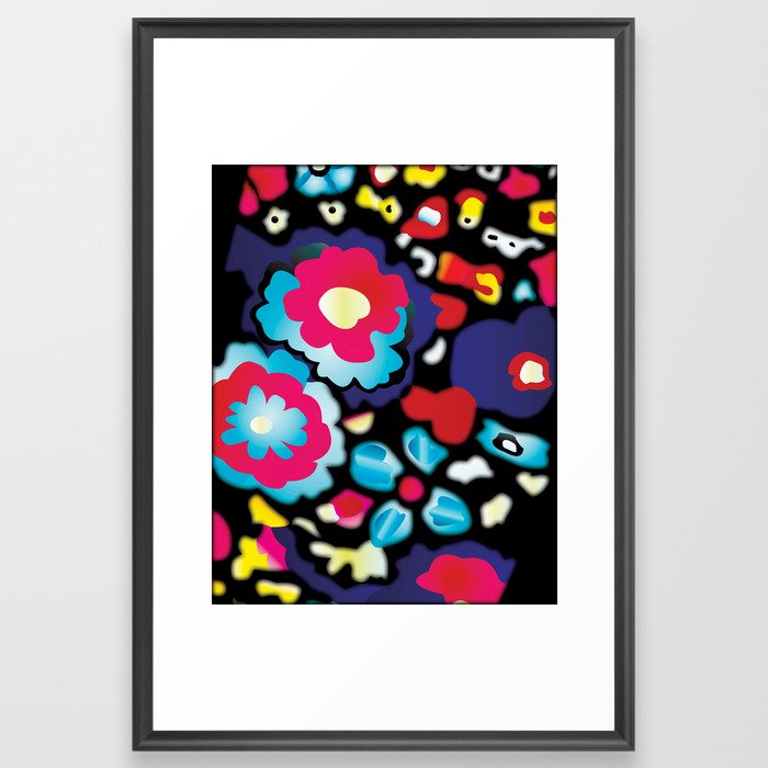 Multicolored Flowers Framed Art Print