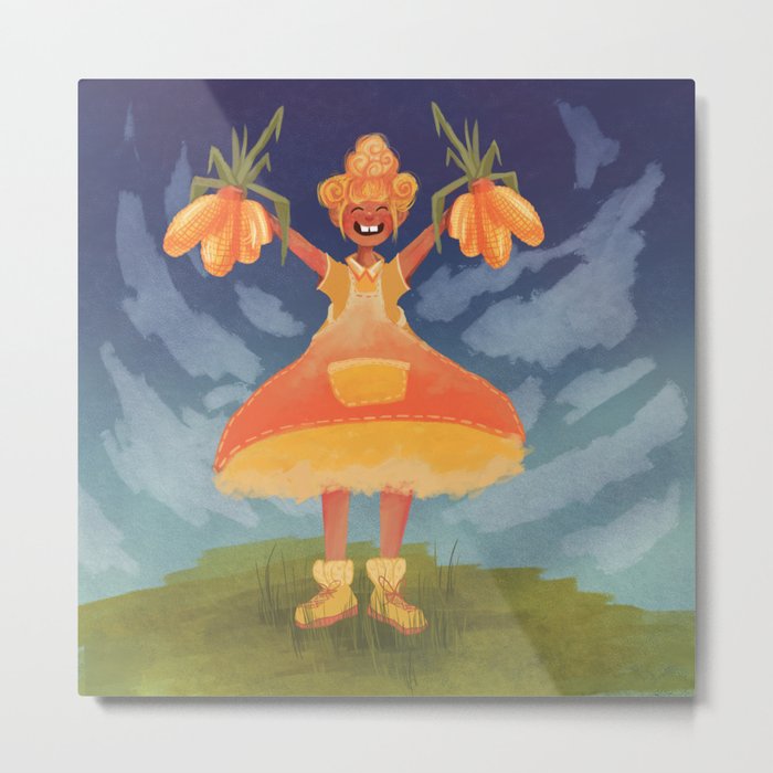 Candy Corn Farmer Girl Metal Print By Illustratoranimatorashley