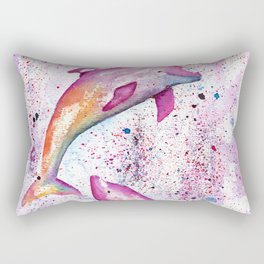 Dolphins Painting Illustration Rectangular Pillow