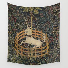 Unicorn In Captivity 'The Lady and the Unicorn' Medieval Tapestry Wall Tapestry