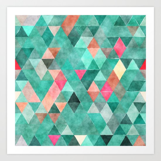 Retro Triangles Pattern 03 Art Print