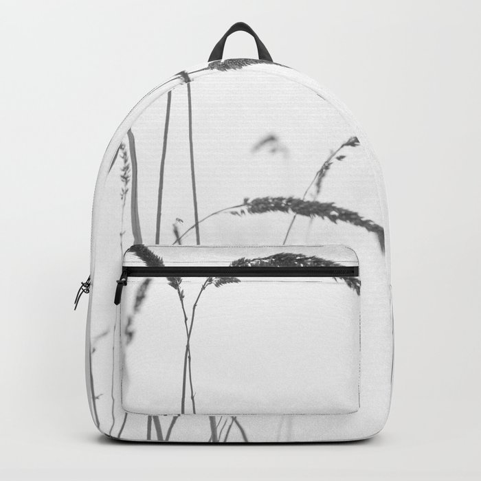 Wild Grass Black and White Photography Backpack