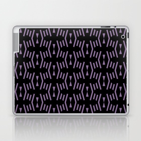 Black and Purple Stripe Chevron Pattern Pairs Coloro 2022 Popular Color Lavender Silk 138-48-19 Laptop & iPad Skin